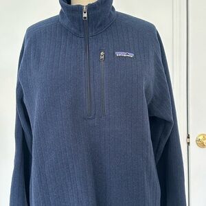 Patagonia Men’s Navy Ribbed Half-Zip Fleece Pullover